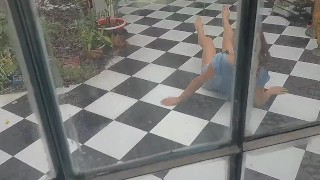 A cute angel under the rain