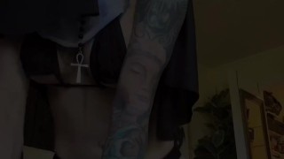 Goth Nun Dom Luna spreads her legs for you