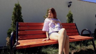 Hot blonde outside pleasure