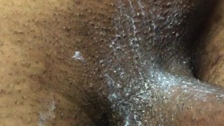 Teasing creampie American amateur with some juicy dick after getting shaved