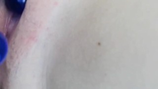 Skinny white girl fingering her ass