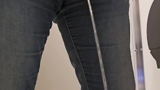 Hung, hairy, tattooed daddy pissing in public