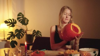 Cozy Halloween Pumpkin Carving with Your Girlfriend