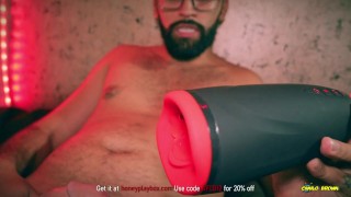 Big Cock Latino Camilo Brown Testing HoneyPlayBox DAYO Vibrating, Heating and Clamping Masturbator