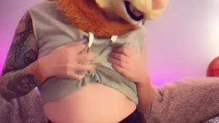 Furry Cat Girl strips for you and shows off her Thick Ass