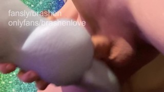 boy fucks his bad dragon fleshlight and cums inside