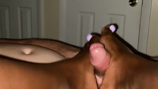 Amatuer Ebony Footjob Big White Dick