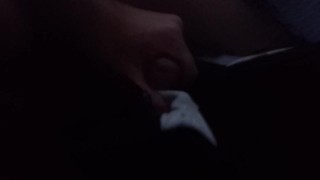 Huge cumshot from huge cut cock with loads of grunting and used condom