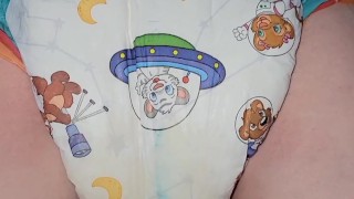 Cute diaper peeing