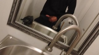 Bathroom stroking it at work