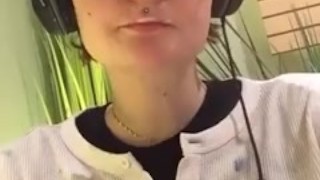 covered in paint drinking an espresso