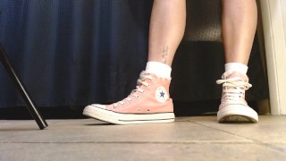 White Ruffled Socks Pink Converse Sneakers Tease