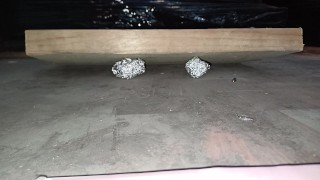 Tinfoil Balls Crushed by Male Crusher 89kg Trample