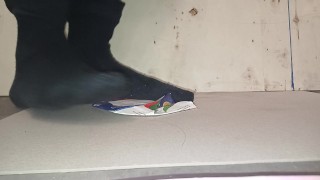 Male Box Crush in Socks, flattened by my 89kg size 11 feet