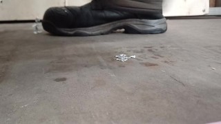 Mini Tinfoil Men Crushed & Trampled Flat by a Giant 89kg size 11 boots