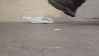 Plastic Bottle Crush. Squashed flat by my 89kg size 11 boots 👣👣
