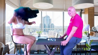 HOT STRIP GAME IN A RESTAURANT WITH CUMANDRIDE6 AND OLPR