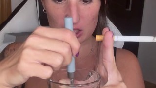 Playing With My Coffee And MILKY CONDOM😈💦