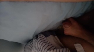 MASSIVE cumshot from my 7-inch mushroom-head cock all over the bed