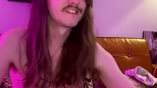 Hot skinny boy jerks his thick cock on the couch and cums for you