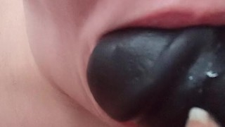 Sucking A Big Dildo Spit Fetish Fat Girl Amateur Blowjob Video