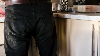 slave washes the dishes, Mistress with a whip