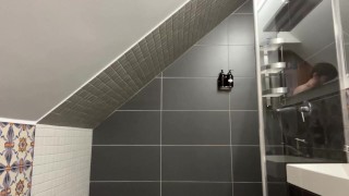 Taking a super hot shower and jerking off.