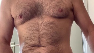 Naked jerk-off and cumming, I eat my cum for you. Intense orgasm face