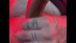 Stroking my wet cock to my bit tit latina