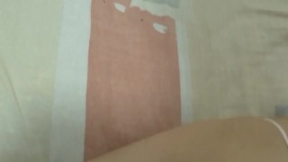 On the beach, stepmother comes back very excited and masturbates with her huge dildo, I cum in her a