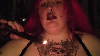 Hot goth witch titty wax