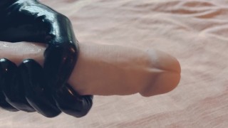Latex handjob