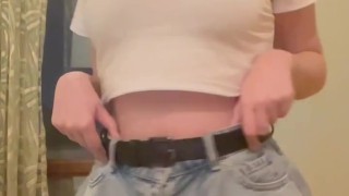 Sexy college girl teases with big tits