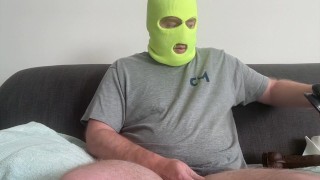 Sucking & Deepthroating 9 inch black cock dildo