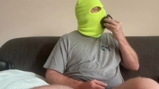 Sucking & Deepthroating a 7 inch & 9 inch black cock dildo