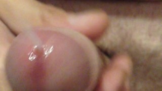 Stroking my precum leaking cock until I spray a big load of Cum