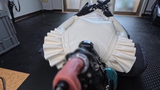 [latex] White rubber doll elevated deep throat blow job💜