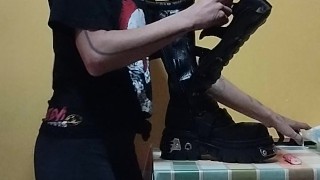 Polishing boots. Mistress duty. Feet&used shoes I have a surprise. New rock.