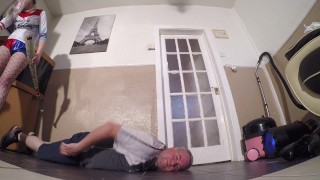 Harley Quinn Head Trample Dance In Blue Heels FLOOR CAM