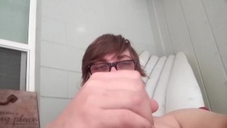 Jerking off by the pool (cumshot)