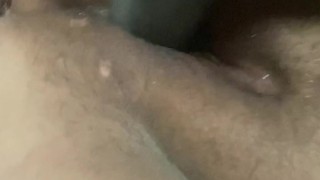 Squirting on a fat zucchini