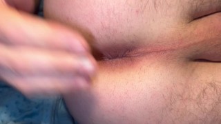 Young daddy streching and fingering his little ass hole with a nice close up