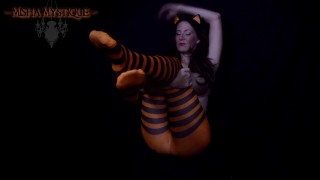 Foot Worship JOI Halloween Pantyhose Stripes in the Dark - pantyhose feet joi - nylon foot joi