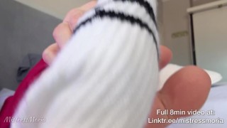 Sniff & Worship Foot Goddess's Feet as She Removes Her Slippers & Socks! Foot Fetish Femdom