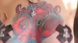 Hot Chick Showing Her Big Fake Tits