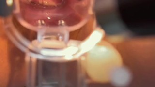 Eating cream from my pussy, teasing and showing the cervix