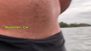 boy shows a nice black dick in public.