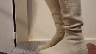 Barbie trample hard cock and balls with high boots No.40