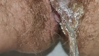 Hairy Pussy Pissing 💛 Close Up 💦 Anal Fart on the end