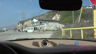 Car fun with the super sexy blonde Nicole Nichols sucking cock in the car GFE date